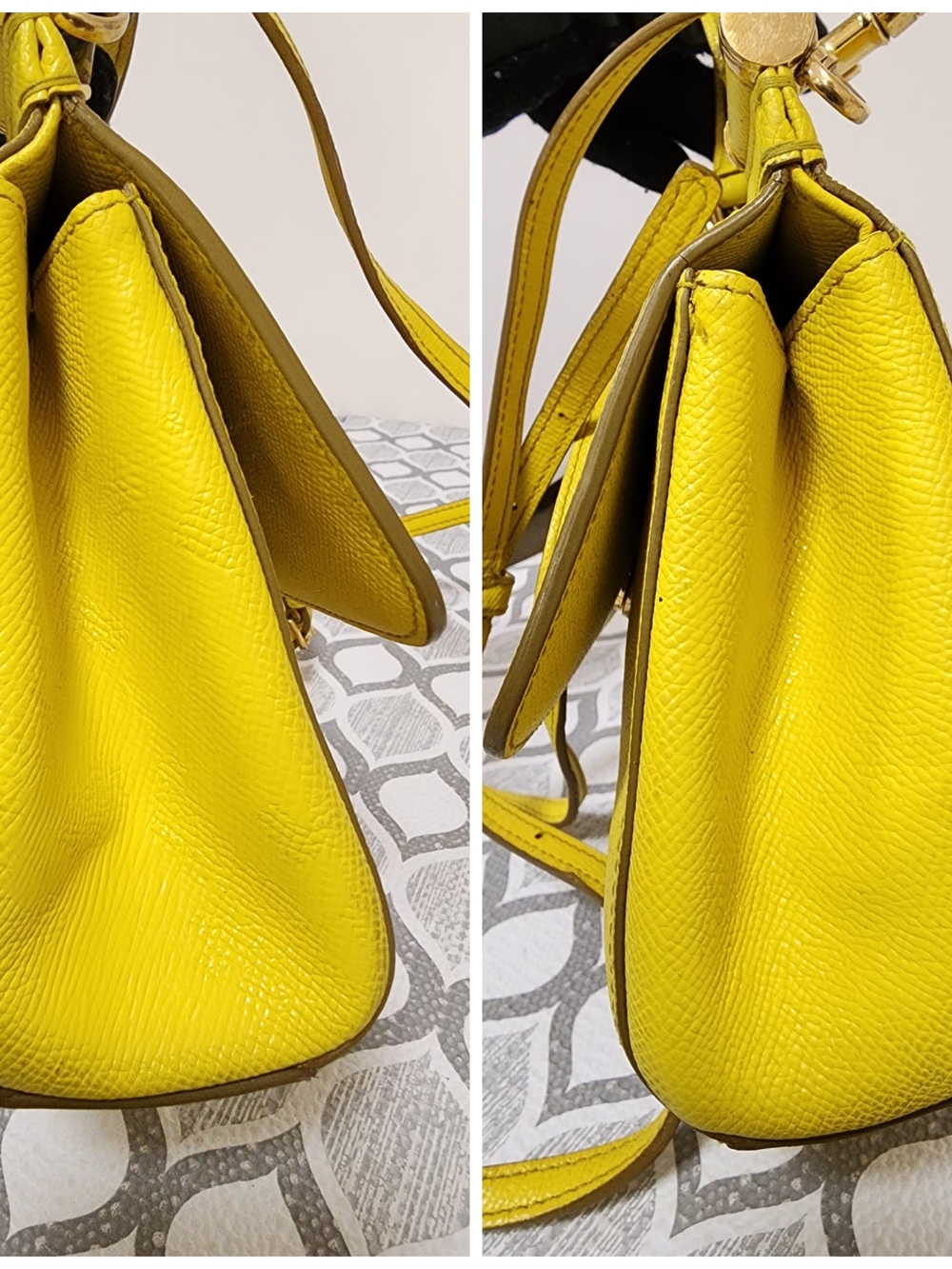 DOLCE & GABBANA Dauphine Small Miss Sicily Satchel Bag Yellow - Picture 8 of 16